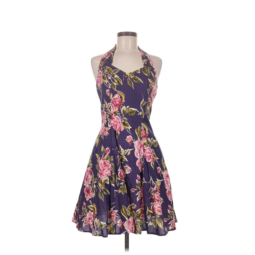 Vintage 80s 90s Joni Blair Cotton Halter Retro Rockabilly Dress 9